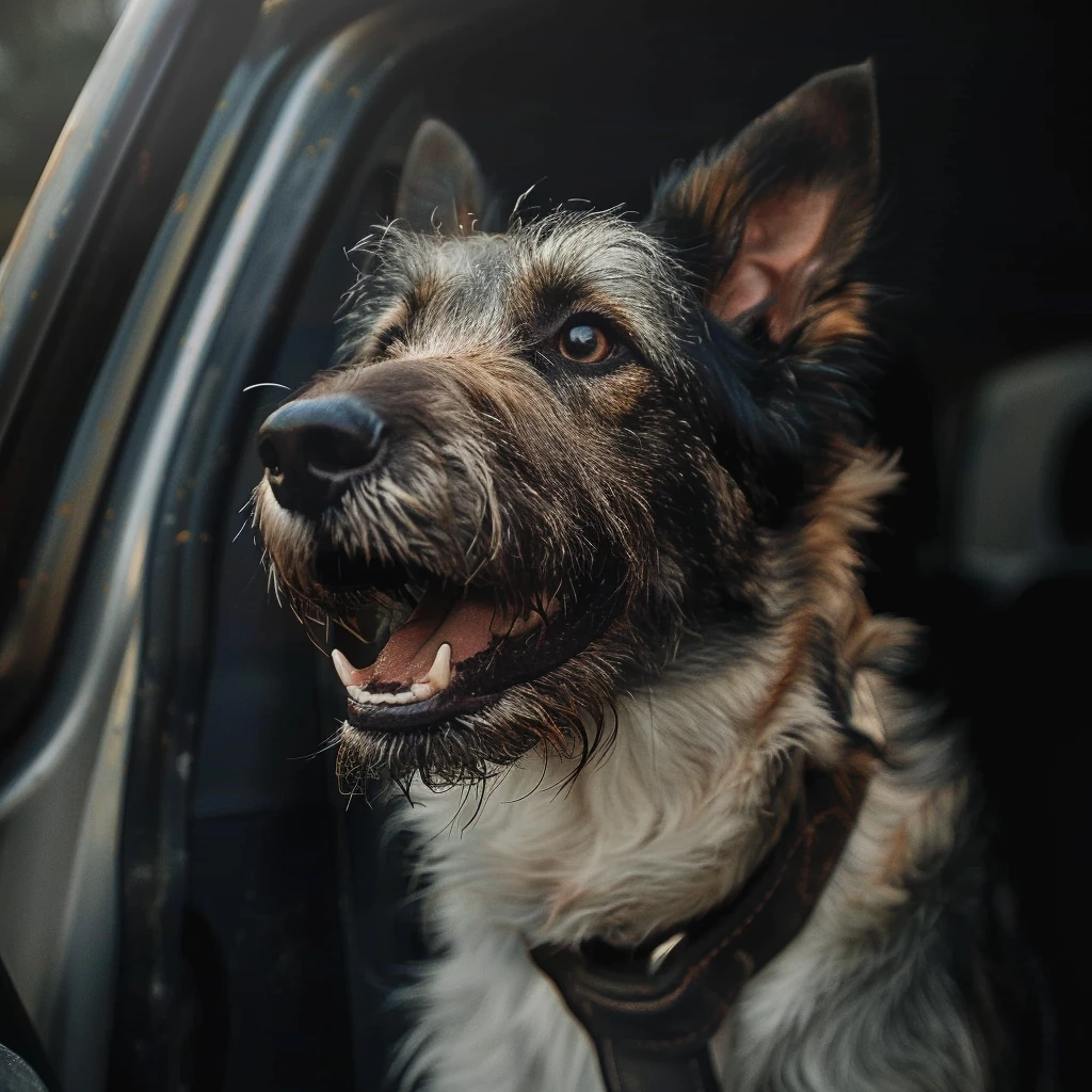 Dog in pet taxi