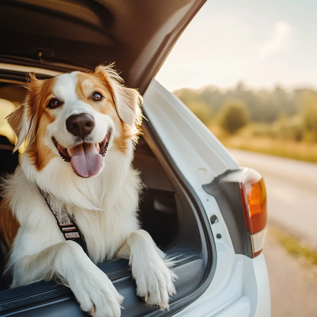 Dog in pet taxi