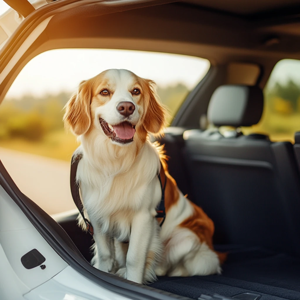 Dog in a pet taxi