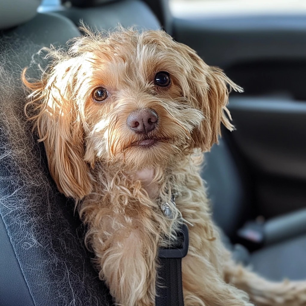 dog in a taxi