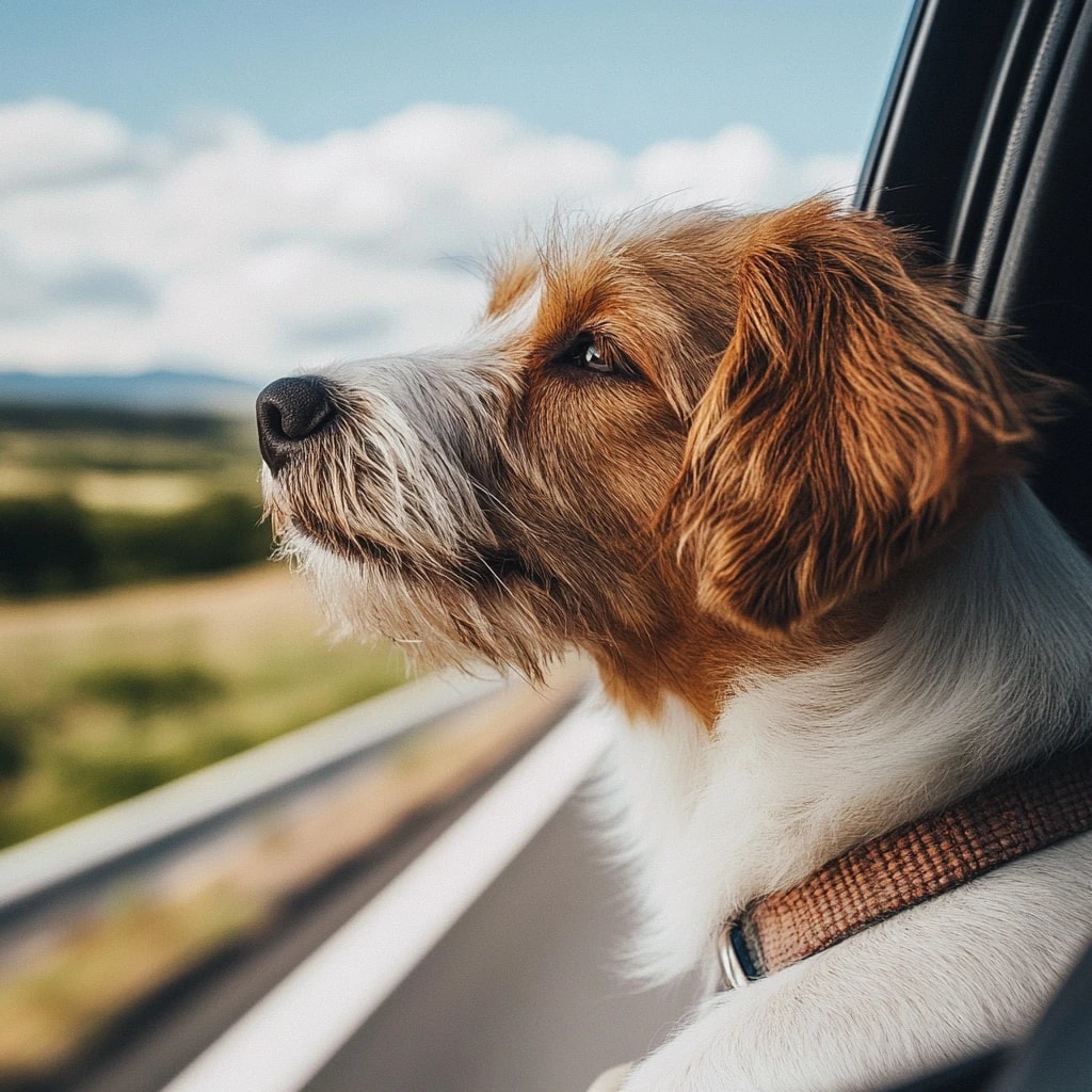 Dog in pet taxi