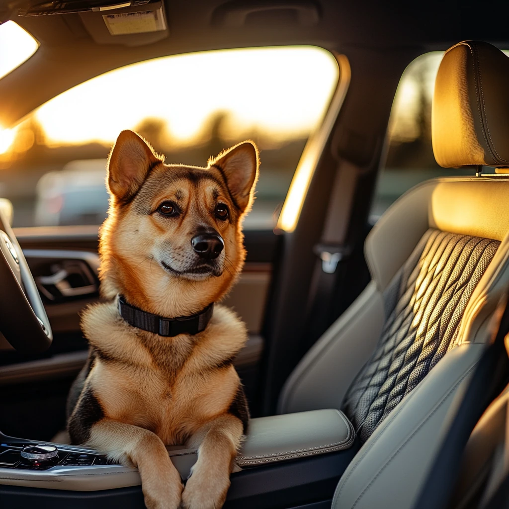 Dog in pet taxi