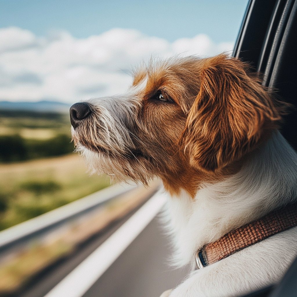Dog in pet taxi